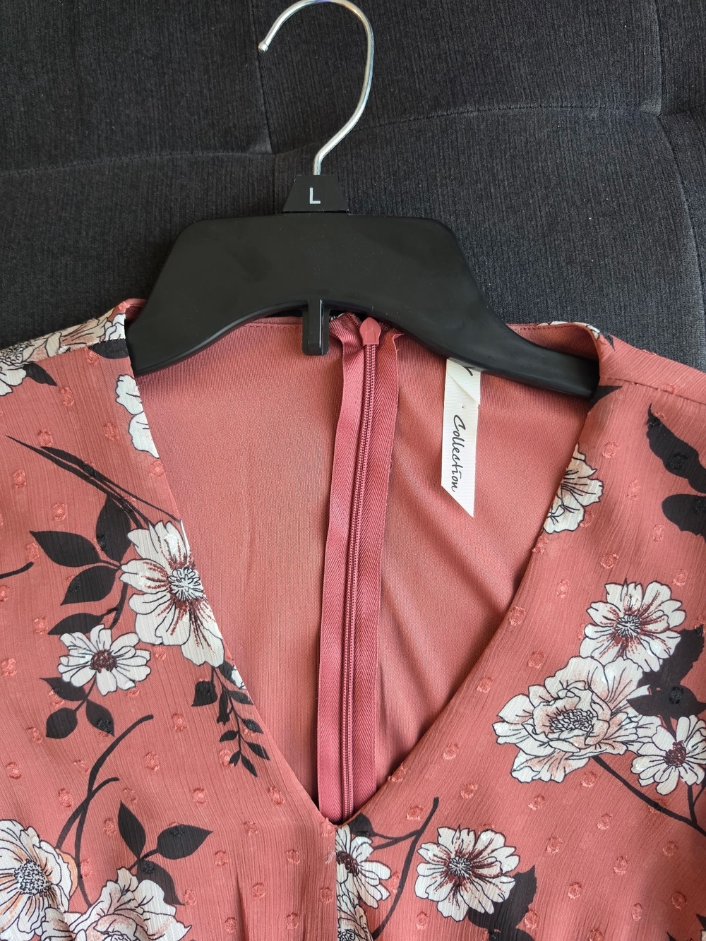 Collection B Mauve Floral V-Neck Smocked Dress